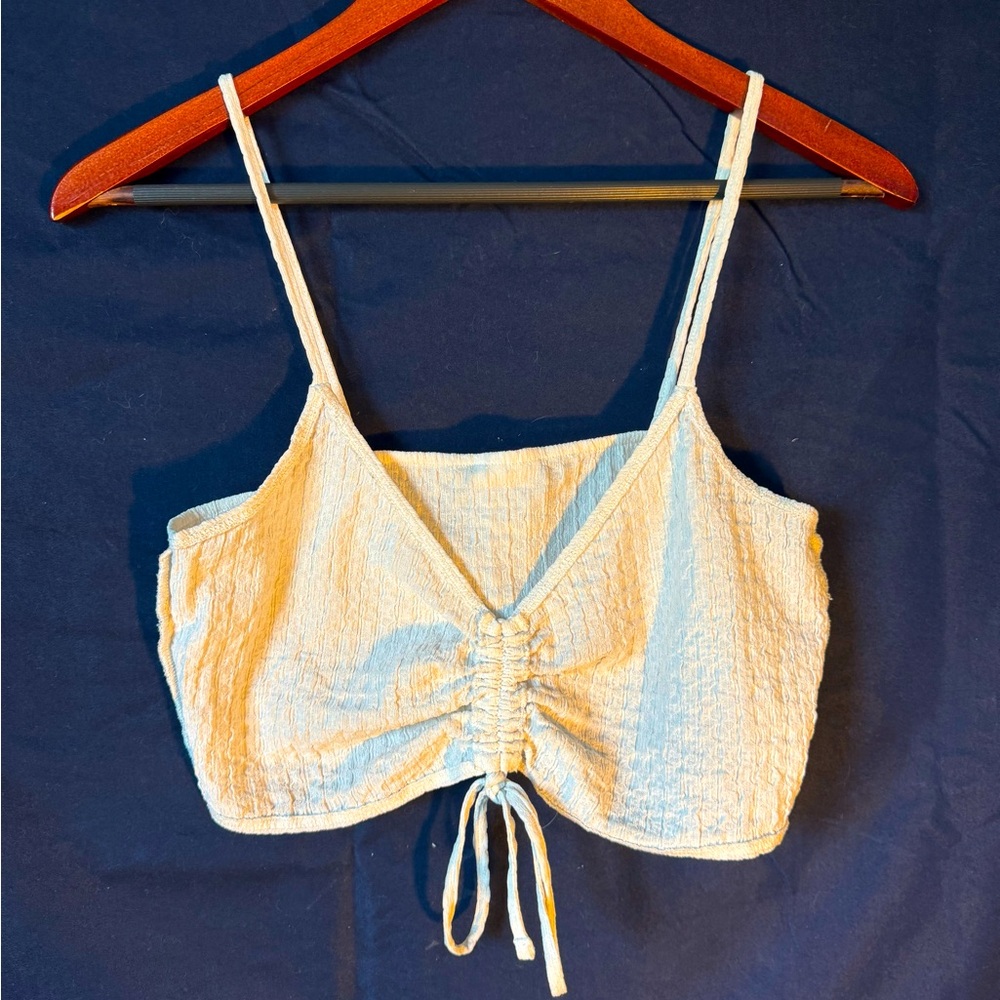 H and M linen cropped tank breathable